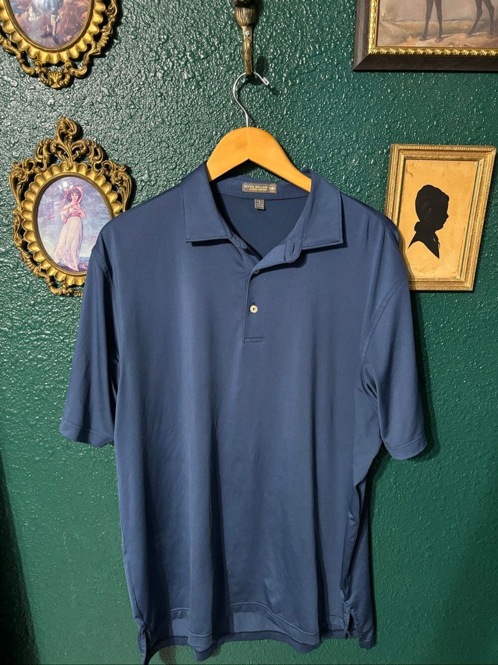 Peter Millar Polo Shirt Mens Large Blue Summer Comfort Colonial Clubhouse